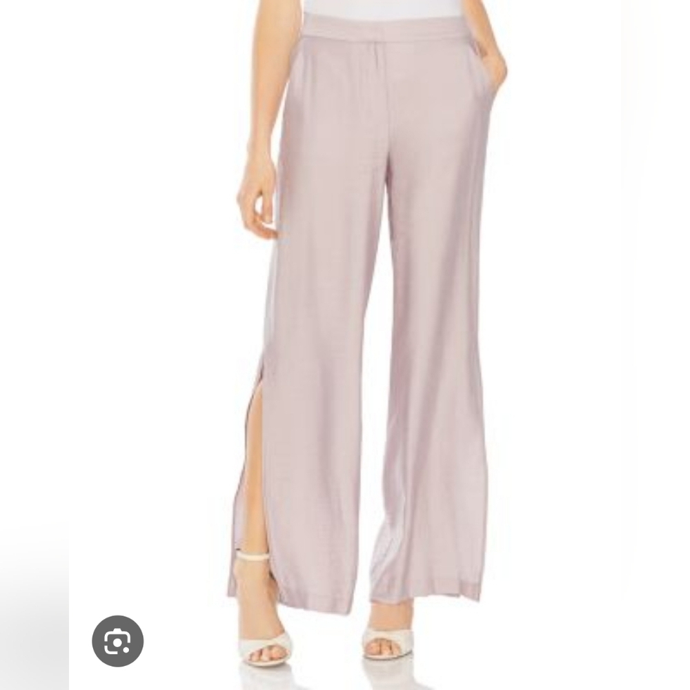 Wide-Leg Side-Slit Pants in Dusty Mauve With Pockets